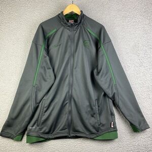 Michigan State Nike Team Full Zip Track jacket XL Fit Dry Gray Green Spartan VTG